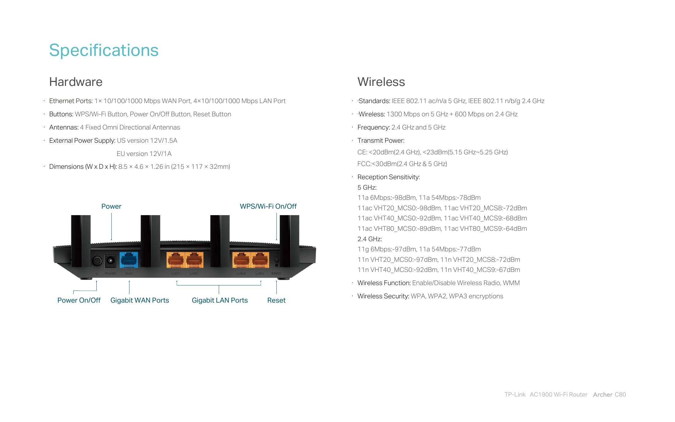 ดาต้าชีท TPLINK รุ่น ARCHER-C80-VER2 หน้า 7
